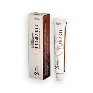 Belmacil Swiss Made Dark Brown tint for tinting lashes or brows. To be used by beauty professionals, estheticians, aestheticians, cosmetologists, lash artists, or brow artists only. 