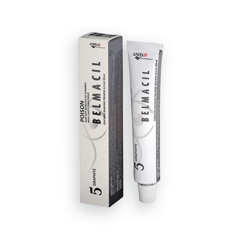 Belmacil Swiss Made Graphite tint mixing to fight gray and white hair or to tone down red tones for tinting lashes or brows. To be used by beauty professionals, estheticians, aestheticians, cosmetologists, lash artists, or brow artists only. 